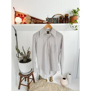 Vintage 1970s Jandy Place Knit Nylon Button Down Shirt Medium